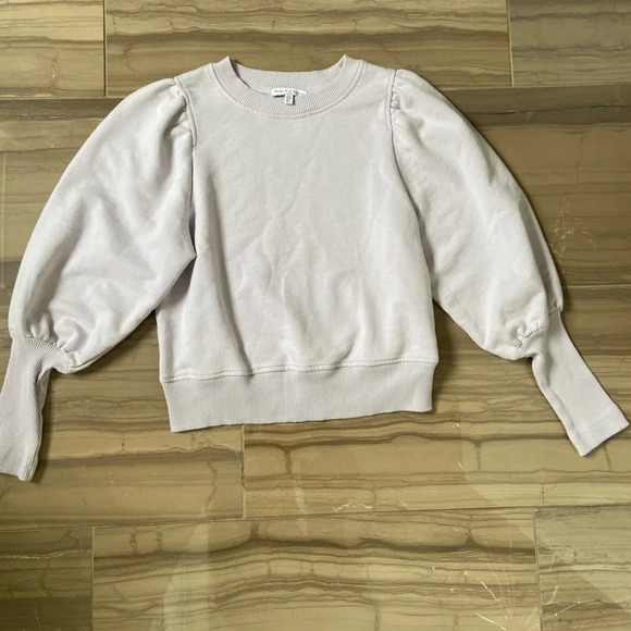 Maison D’amelie crew neck sweatshirt ribbed sleeves  Sz S - Picture 3 of 12